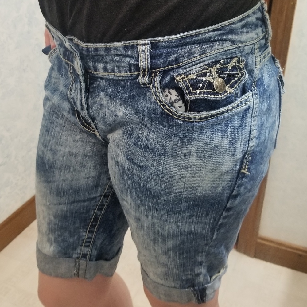 Tie die blue and white Jean shorts